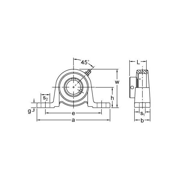 SINGLE ROW BALL BEARING - 1-7/16 IN. NARR ECCENTRIC COLLAR MALLEABLE PILLOW BLOCK